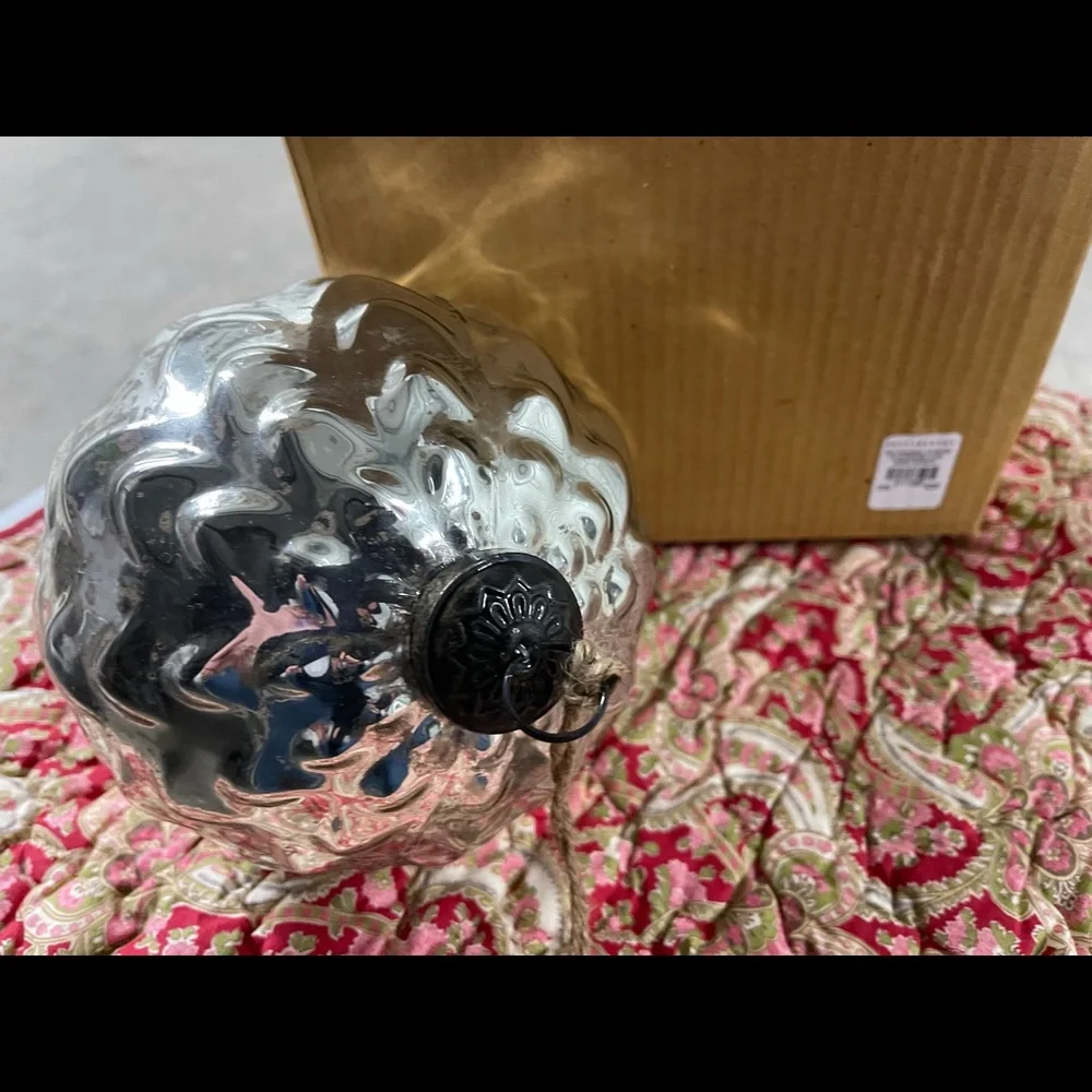 New Pottery Barn Oversized Mercury Scallop Sphere Christmas Ornament Decor